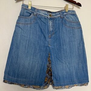 Dolce and Gabbana Denim mini skirt with Fabric layered Hemline 6US (IT 28)